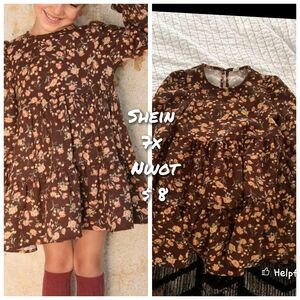 SHEIN Brown Floral Dress
